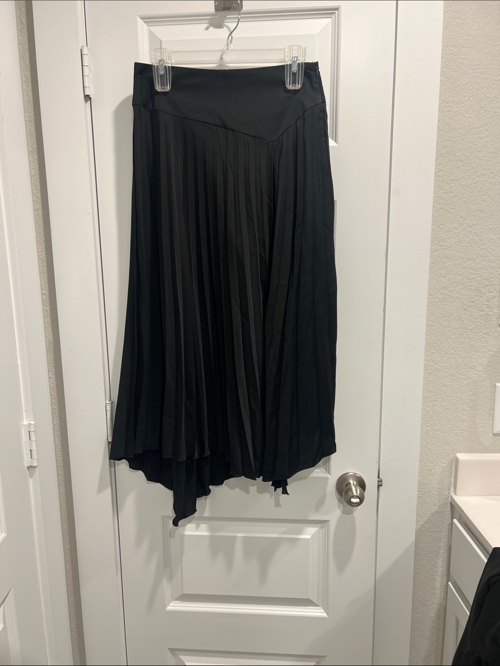 Zara Black Asymmetrical Pleated Midi Skirt